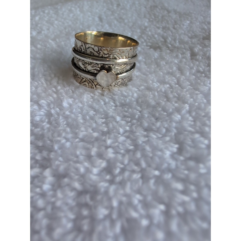 925 sterling silver ring Heart  Spinner‎ ring Size 9